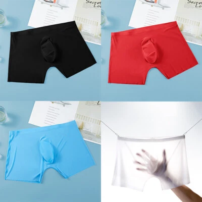 Men's Ice Silk Ultra-Thin Sexy Underwear Seamless Silk 3D Punch One-Piece Summer - Image 1 of 4