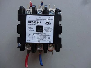 Definite Purpose Contactor DP36024F, 3 pole; 24VAC, 50/60HZ w/some wiring-"USED" - Picture 1 of 4