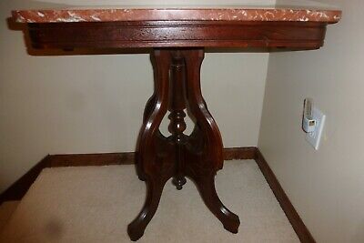 Antique Victorian Eastlake Rose Marble Top Table • 129.99£