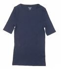 Marks and Spencer Womens Blue Cotton Tunic T-Shirt Size 6 Boat Neck