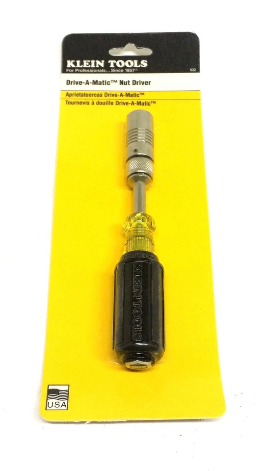 Klein Tools 632 Drive-A-Matic Adjusting Cushion Grip Nut Driver MADE IN THE USA - Image 1 of 1
