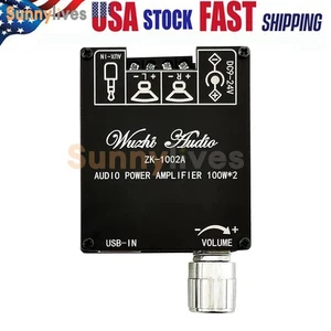 ZK-1002A 2.0 Channel Bluetooth Digital Audio Power Amplifier Board 100W+100W USA - Picture 1 of 12