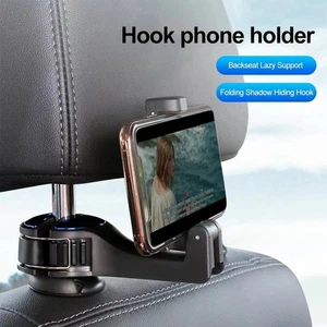 2 In 1 Mobile Phone Holder Hidden Seat Back Hanger Headrest Hook  For Rear Seat - Picture 1 of 16