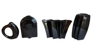 4 jarrones Art Deco negros cerámica Harris? Lote vintage más alto es de 8 1/2" - Imagen 1 de 10