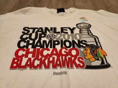 Chicago Blackhawks Stanley Cup Champions T Shirt Size Large 2010 New Reebok  - Image 1 of 4
