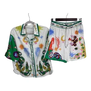 Celestial Fantasy Pyjama Set Drachenmuster Shirt Shorts Medium Loungewear Unisex - Bild 1 von 9