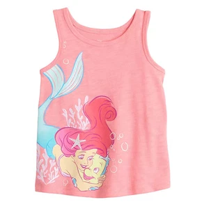 🆕 NEW Disney Ariel Mermaid Tank Top Girls 5T Coral Sleeveless Tee - Picture 1 of 1