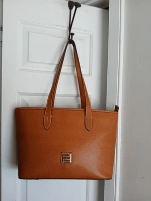 Dooney & Bourke Brown Saffiano Leather Large Zip Tote Bag Purse - Image 1 of 4