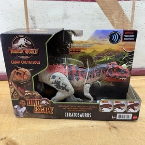 2021 Mattel Jurassic World Dino Escape Roar Attack Ceratosaurus Dinosaurier Sealed - Bild 1 von 8