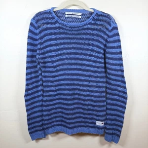 Vintage Tommy Hilfiger Jeans offener Strick Pullover Damen M blau gestreift Baumwolle Leinen Y2K - Bild 1 von 10