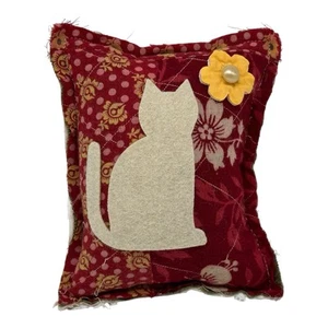 NEW Handmade Kitty Cat Pillow Vintage English Quilt Chenille Bedspread - Picture 1 of 8
