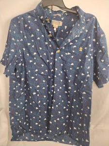 Camisa Duluth Trading Co Para Hombres XL Azul Papel Estampado Avión Manga Corta Calce Ajustado - Imagen 1 de 7