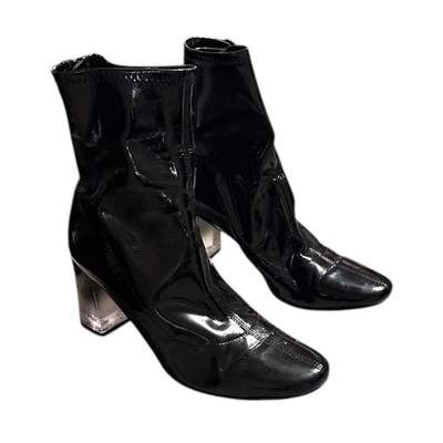 Botas Zara Mujer Negro Charol Talla 39 EE. UU. 8 Tacón Bloque Foto 1 de 4