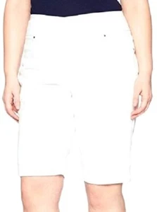 Pantalones cortos de mezclilla elásticos blancos de turn up tirón jegging cortos señora talla grande - Imagen 1 de 1
