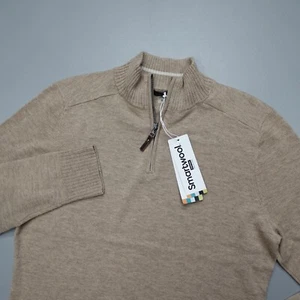 Smartwool Sparwood 1/4 Zip Sweater Merino Wool Blend Toasted Coconut Mens Size S - Picture 1 of 8