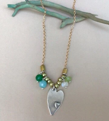 NUEVO COLLAR CON DIJE DE PIEDRAS PRECIOSAS NATURALES JOYERÍA ARTESANAL DE PLATA OXIDADA Foto 1 de 4