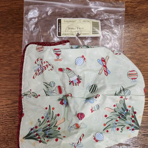 Longaberger Small Fruit Basket All the Trimmings Christmas Fabric Liner in Bag Cover