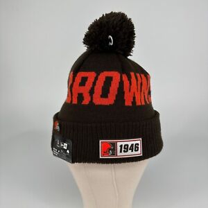 Cleveland Browns Beanie Hat Cap New Era On-Field Fleece Lined 100 Years Pom NEW