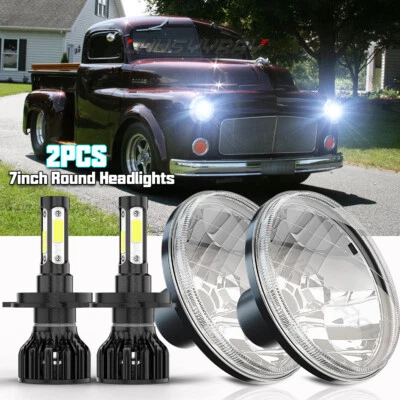 Fits Dodge D100 D150 D200 D300 7Inch Round LED Headlight Hi-Lo Beam cool white - Image 1 of 4
