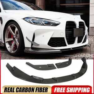For BMW G80 M3 G82 G83 M4 2021-23 Real Carbon Front Bumper Lip Spoiler Body Kit - Picture 1 of 16