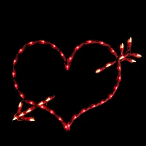 17" Lighted Heart and Arrow Valentine's Day Window Decoration, Red LED Lights... - Picture 1 of 6
