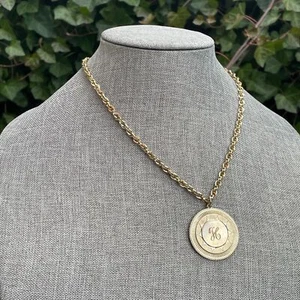 18" CORO Pegasus H Monagram Medallion Chain Necklace Helen Hillary Hannah Hope - Picture 1 of 4