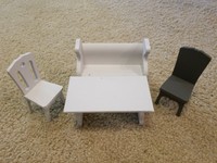 Table/&Chairs Set Dollhouse Miniature Furniture Iron Metal White Leisure WG015