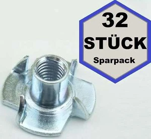 32 pezzi dadi ad incastro M5 x 8 filettati dadi ad incastro 5x8 zincati DIN 6930 - Foto 1 di 3