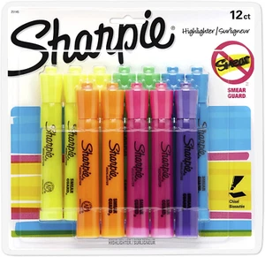 SHARPIE Tank Style Highlighters, Chisel Tip, Assorted, 12 Count - Picture 1 of 12