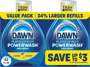 Dawn Powerwash Lemon Dish Spray Liquid Dish Soap 2 Refills 43 Fl Oz - Picture 1 of 11