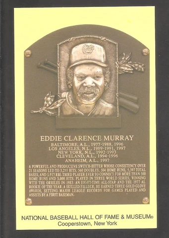 2003 Eddie Murray HOF Plaque Postcard Cancelled on Induction Day 7/27/03 Cover