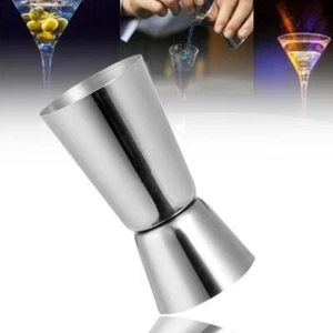 Steel Double Single Shot Measure Spirit Bar Cocktail Drink Cup .Nice K8D1 - Picture 1 of 12
