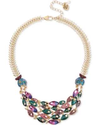 Colar Betsey Johnson J1750 pedra tom dourado escola de peixes declaração - Imagem 1 de 3
