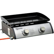 Outsunny Portable Gas Plancha BBQ Grill with 2 Stainless Steel Burner, 6kW