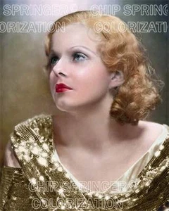 JEAN HARLOW WEARING GOLD SEQUINED GOWN BEAUTIFUL COLOR PHOTO BY CHIP SPRINGER - Picture 1 of 1