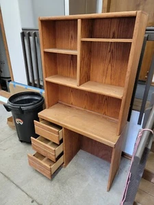 Solid Oak Desk W/hutch - Picture 1 of 3