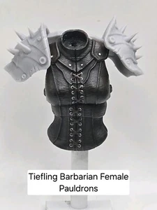 3d Printed TIEFLING BARBARIAN FEMALE PAULDRONS Mythic Legions 1/12 Scale - Picture 1 of 2