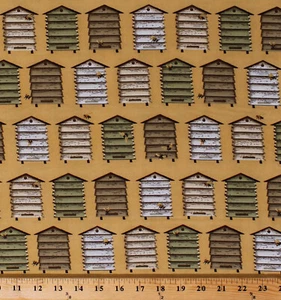 Cotton Beehives Bee Skeps Honeybees Bees Bee A Keeper Fabric Print BTY D383.16 - Picture 1 of 1