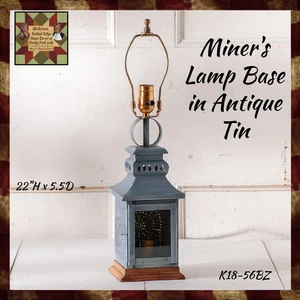 Miner&apos;s Lamp Base in Antique Tin - Picture 1 of 1