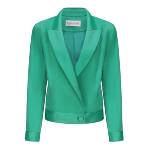 George Patrick Women's Sabrina Oversized Biker Blazer Green - Picture 1 of 21
