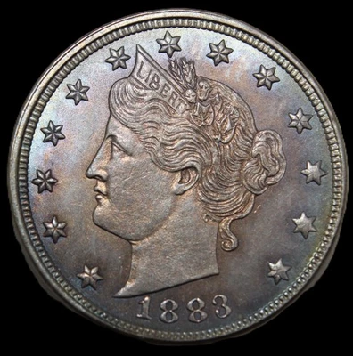 1883 5C No CENTS Liberty Nickel- CHOICE GEM BU TONED / FREE SHIPPING- SMH-305 - Image 1 of 4