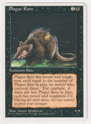 Miscut Plague Rats MP 4th Ed MTG Magic Factory Error Misprint Alpha Cut Corners! - Image 1 of 2