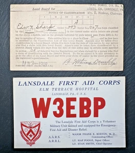 LANSDALE PA: 1918 WAR DEPARTMENT CLASSIFICATION & 1940 1ST AID CORPS CARDS USP39 - Bild 1 von 12