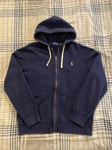 Polo Ralph Lauren Waffle maglia felpa con cappuccio zip intera blu navy uomo taglia large - Foto 1 di 11