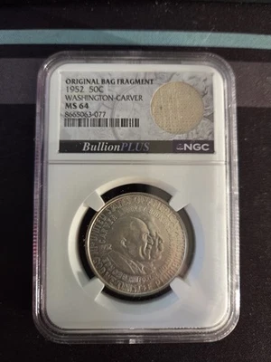 1952 Washington Carver Silver Commemorative Bag Fragment NGC MS64 BullionPlus  - Image 1 of 2