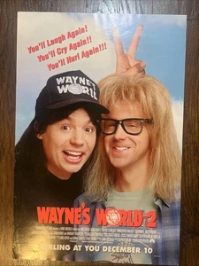 Vintage 1993 Wayne’s World 2 doppelseitiges Promo Poster 27x40 ein Blatt - Bild 1 von 5