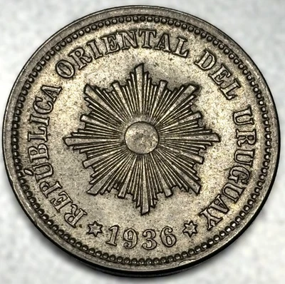 1936 Uruguay 2 Centesimos KM# 20 XF Extra Fine Condition - 1292 - Image 1 of 2