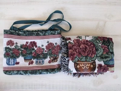 Mohawk Woven Jacquard Tapestry Throw w/ Matching Tote Flowers In Pots Print  - Image 1 of 4