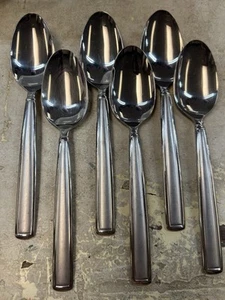Set Of 6 Towle MASON FROST Accent 18/0 Stainless Flatware Soup Spoons 7 3/4" - Picture 1 of 2