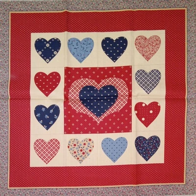 Marti Michell ~ "Corazones con corazón más grande en el centro ~ Panel de tela de algodón ~ 13"x13"  Foto 1 de 2